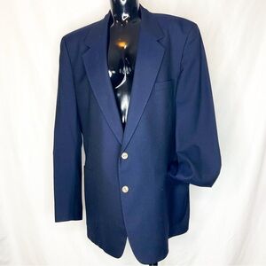 YVES SAINT LAURENT Navy Wool Blazer Vintage XL Brass Buttons